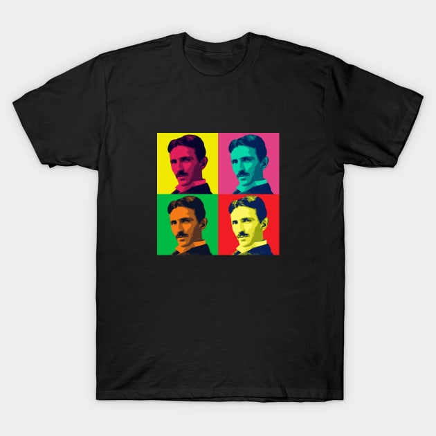 Genius Nikola Tesla Popart Geek Gifts T-Shirt by BonnaVida